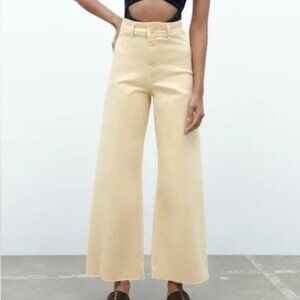 Zara Marine Straight Raw Hem Yellow Pants Sz 12